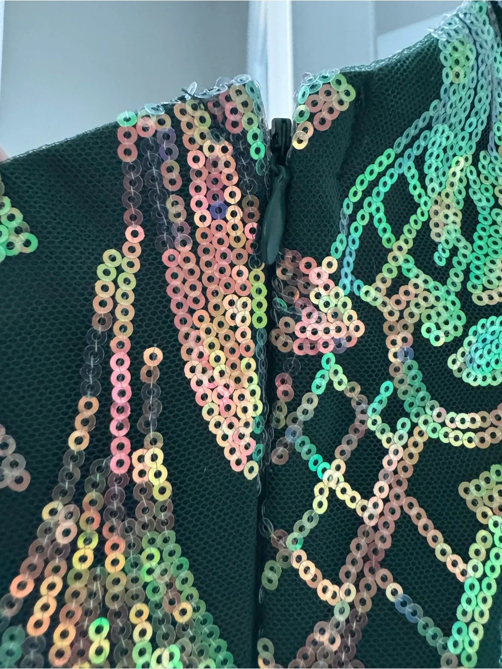 Lulu's Mesmerizing Shine Green Sequin One-Shoulder Party Dress Medium - Picture 11 of 16